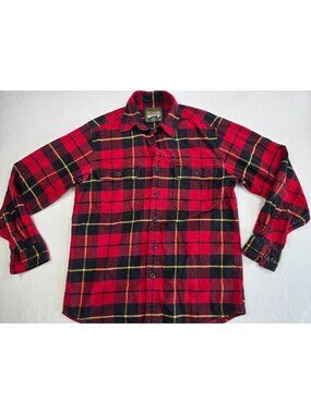 Eddie Bauer Mens Small Red & Black Plaid Flannel Shirt